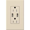 Product Image of Architectural 15A Tamper-Resist USB-A Duplex Receptacle, Self-Testing,w/ Wall Plate, Matte Finish, Light Almond