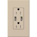 Product Image of Architectural 15A Tamper-Resist USB-A Duplex Receptacle, Self-Testing,w/ Wall Plate, Matte Finish, Taupe