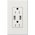 Product Image of Architectural 15A Tamper-Resist USB-A Duplex Receptacle, Self-Testing,w/ Wall Plate, Matte Finish, White