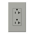Product Image of Architectural 20A Duplex Receptacle, 125V, Wall Plate Included, Matte Finish, NTR-20-GR, Gray