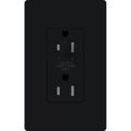 Product Image of Architectural 20A Half-Dimming, Tamper Resist Duplex Receptacle,w/ Wall Plate, Matte Finish, Black