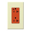 Product Image of Architectural 20A Isolated Ground Duplex Receptacle, Orange Outlet, Color Code for Included Wall Plate, Matte Finish, Almond