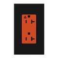 Product Image of Architectural 20A Isolated Ground Duplex Receptacle, Orange Outlet, Color Code for Included Wall Plate, Matte Finish, Black