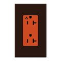 Product Image of Architectural 20A Isolated Ground Duplex Receptacle, Orange Outlet, Color Code for Included Wall Plate, Matte Finish, Brown