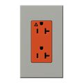 Product Image of Architectural 20A Isolated Ground Duplex Receptacle, Orange Outlet, Color Code for Included Wall Plate, Matte Finish, Gray