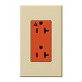 Product Image of Architectural 20A Isolated Ground Duplex Receptacle, Orange Outlet, Color Code for Included Wall Plate, Matte Finish, Ivory