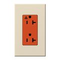 Product Image of Architectural 20A Isolated Ground Duplex Receptacle,Orange Outlet,Color Code for Incl'd Wall Plate,Matte Finish,Light Almond