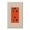 Product Image of Architectural 20A Isolated Ground Duplex Receptacle, Orange Outlet, Color Code for Included Wall Plate, Matte Finish, Taupe