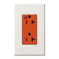 Product Image of Architectural 20A Isolated Ground Duplex Receptacle, Orange Outlet, Color Code for Included Wall Plate, Matte Finish, White