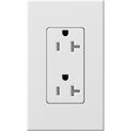 Product Image of Architectural 20A Duplex Receptacle, 125V, Wall Plate Included, Matte Finish, NTR-20-WH, White