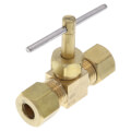 Product Image of 1/4" OD Compression x 1/4" OD Compression Straight Needle Valve (Rough Brass)
