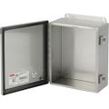 Product Image of 10" x 8" x 4" Continuous Hinge with Clamps Junction Box Type 4X, Brushed, Stainless 304, A1008CHNFSS