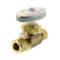 Product Image of 1/4" Nom Compression (3/8" OD) x 3/8" OD Compression Multi-Turn Straight Stop Valve, Lead Free (Rough Brass)