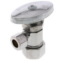 Product Image of 1/2" Nom Compr. (5/8" OD) x 3/8" O.D. Compr. Angle Stop Valve, Brass Stem, Lead Free (Chrome Plated)