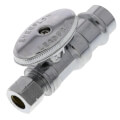 Product Image of 1/2" Press x 3/8" OD Compression Quarter Turn Straight Stop Valve,  Lead Free (Chrome Plated)