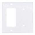 Product Image of 2-Gang Electrical Wall Plate, Metal Decora Combo, 1 Decora & 1 Blank (White)