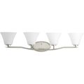 Product Image of Bravo 4 Light Brushed Nickel Etched Glass Modern Bath Vanity Light
