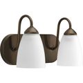 Product Image of Gather 2 Light Antique Bronze Etched Glass Traditional Bath Vanity Light