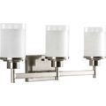Product Image of Alexa 3 Light Brushed Nickel Etched Linen w/ Clear Edge Glass Modern Bath Vanity Light