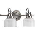 Product Image of Archie 2 Light Antique Nickel Clear Double Prismatic Glass Coastal Bath Vanity Light