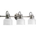 Product Image of Archie 3 Light Antique Nickel Clear Double Prismatic Glass Coastal Bath Vanity Light