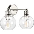 Product Image of Hansford 2 Light Polished Nickel Clear Glass Coastal Bath Vanity Light