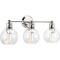 Product Image of Hansford 3 Light Polished Nickel Clear Glass Coastal Bath Vanity Light