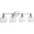 Product Image of Hansford 4 Light Polished Nickel Clear Glass Coastal Bath Vanity Light
