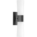 Product Image of Zura 2 Light Matte Black Etched Opal Glass Modern Bath Vanity Light