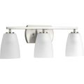 Product Image of Leap 3 Light Brushed Nickel Etched Glass Modern Bath Vanity Light
