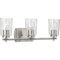 Product Image of Adley 3 Light Brushed Nickel Clear Glass New Traditional Bath Vanity Light