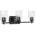 Product Image of Adley 3 Light Matte Black Clear Glass New Traditional Bath Vanity Light