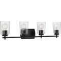 Product Image of Adley 4 Light Matte Black Clear Glass New Traditional Bath Vanity Light