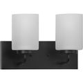 Product Image of Merry 2 Light Matte Black and Etched Glass Transitional Style Bath Vanity Wall Light
