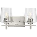 Product Image of Calais 2 Light New Traditional Brushed Nickel Clear Glass Bath Vanity Light