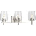 Product Image of Calais 3 Light Brushed Nickel Clear Glass New Traditional Bath Vanity Light