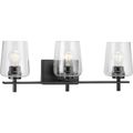Product Image of Calais 3 Light Matte Black Clear Glass New Traditional Bath Vanity Light