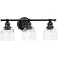 Product Image of Ambrose 3 Light Farmhouse Matte Black Clear Glass Bath Vanity Light