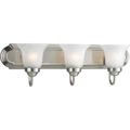 Product Image of 3 Light Brushed Nickel Alabaster Glass Traditional Bath Vanity Light