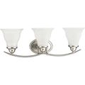 Product Image of Trinity 3 Light Brushed Nickel Etched Glass Traditional Bath Vanity Light
