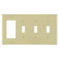 Product Image of 4-Gang Electrical Wall Plate, Combo, 3 Toggle & 1 Decora (Ivory)