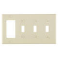 Product Image of 4-Gang Electrical Wall Plate, Combo, 3 Toggle & 1 Decora (Light Almond)