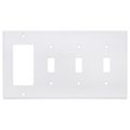 Product Image of 4-Gang Electrical Wall Plate, Combo, 3 Toggle & 1 Decora (White)
