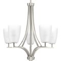 Product Image of Leap 5 Light Brushed Nickel Etched Opal Glass Modern Chandelier Light