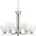 Product Image of Laird 5 Light Brushed Nickel Etched Glass Traditional Chandelier Light