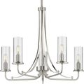 Product Image of Riley 5 Light Brushed Nickel Clear Glass New Traditional Chandelier Light