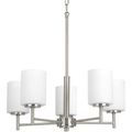 Product Image of Replay 5 Light Brushed Nickel Etched Glass Modern Chandelier Light