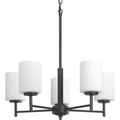 Product Image of Replay 5 Light Textured Black Etched White Glass Modern Chandelier Light