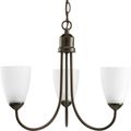 Product Image of Gather 3 Light Antique Bronze Etched Glass Traditional Chandelier Light