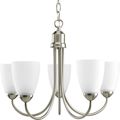Product Image of Gather 5 Light Brushed Nickel Etched Glass Traditional Chandelier Light